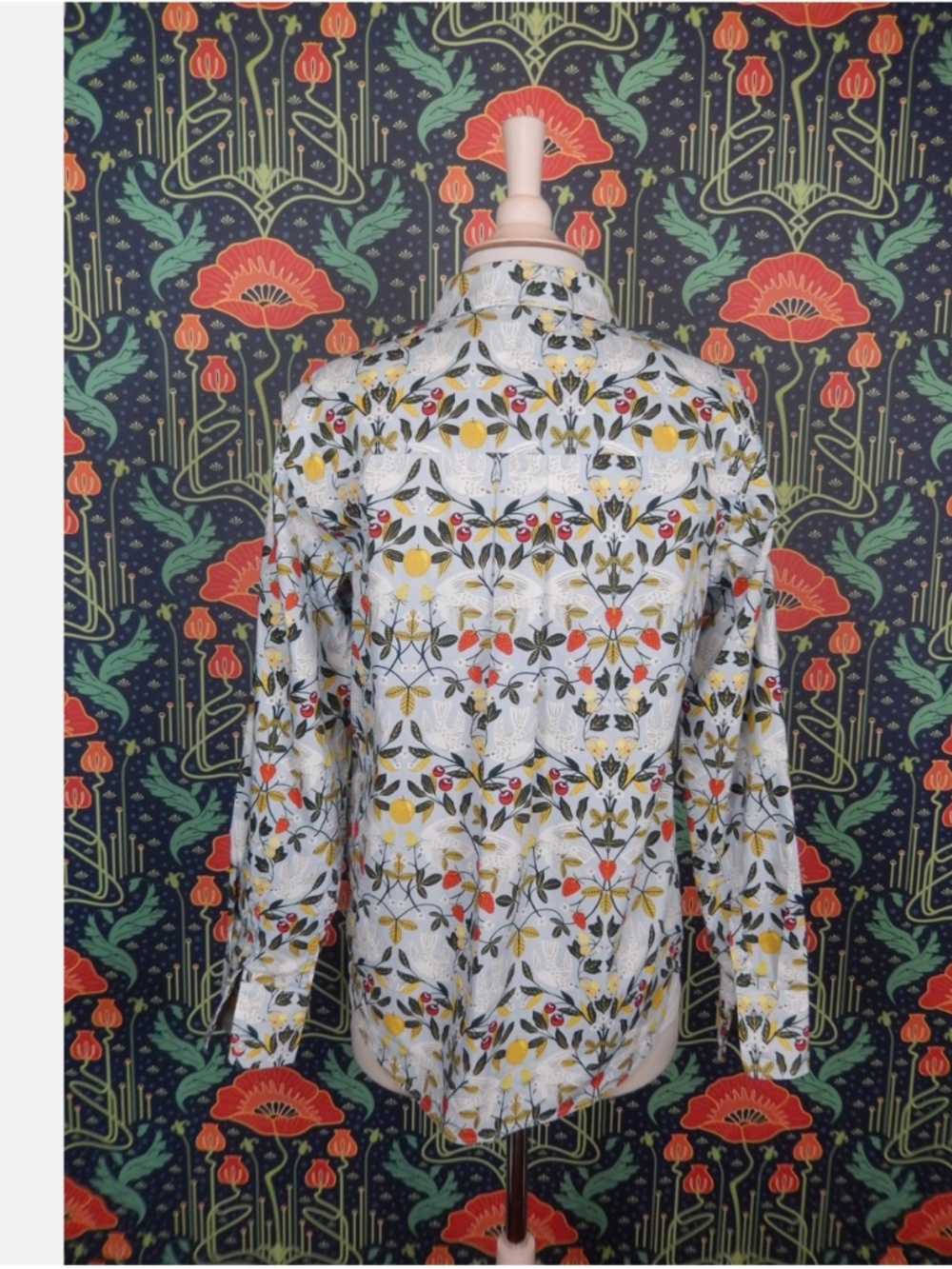 Boden Strawberry Bird Apple Print Button Down Shirt Top US 6 - Picture 5 of 5